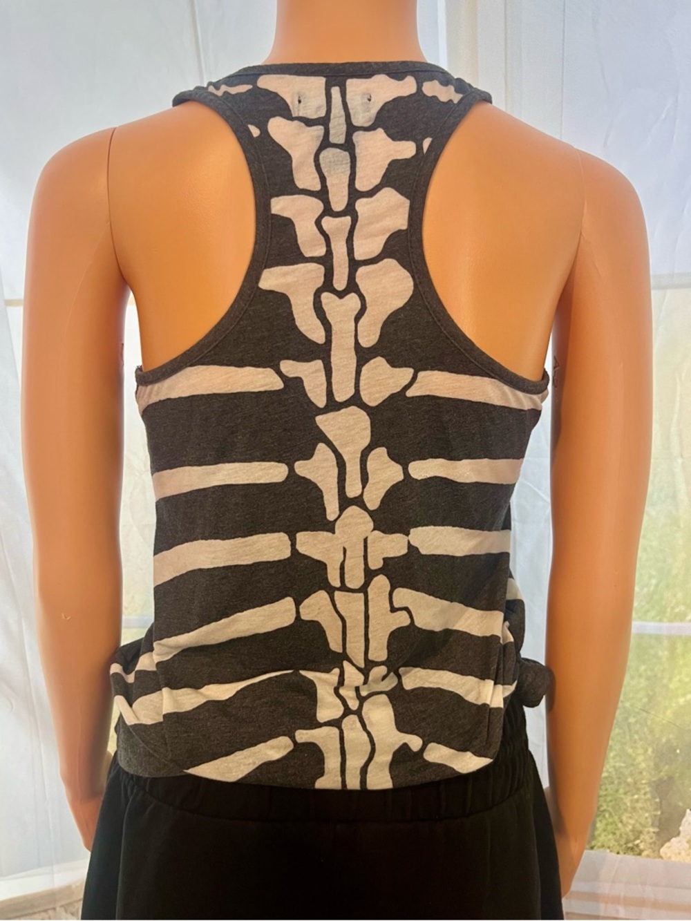 Women's Black & White Skeleton Graphic Tank Top - Sleeveless Scoop Neck - Picture 2 of 4